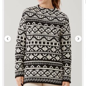 J. Jill mock neck Nordic sweater Size Medium Black and off white